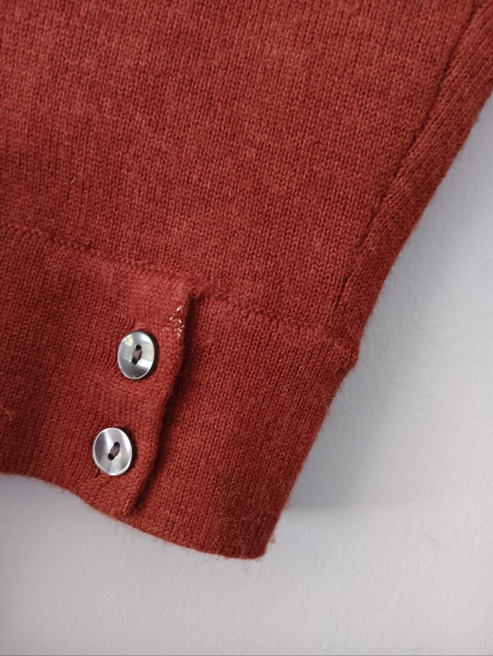 Eddie Bauer Fine Italian Merino Wool Burnt Orange Button Cardigan Sweater L - Picture 5 of 6